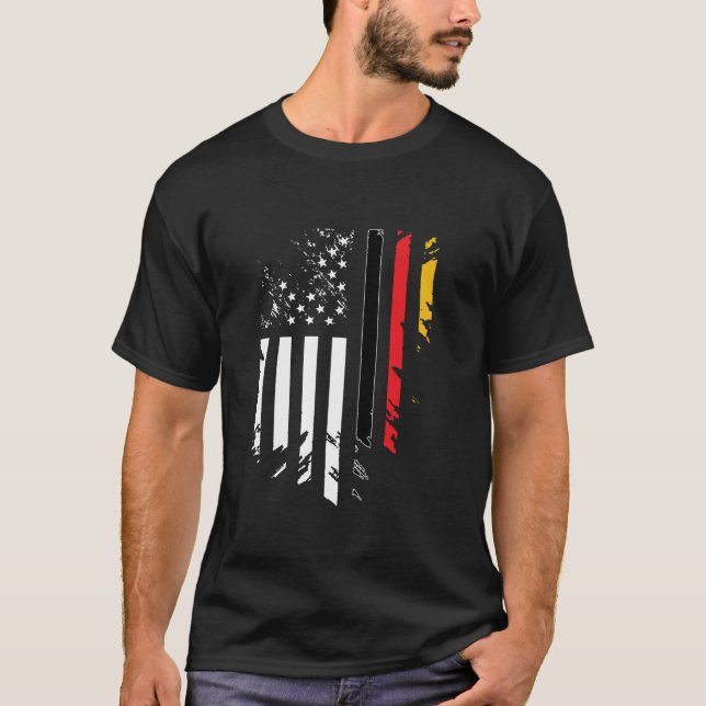 German Roots American Grown Germany USA Flag Ameri T-Shirt (Front)