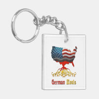 German Roots American Map Keychain