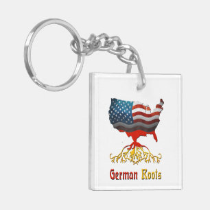 German Roots American Map Keychain