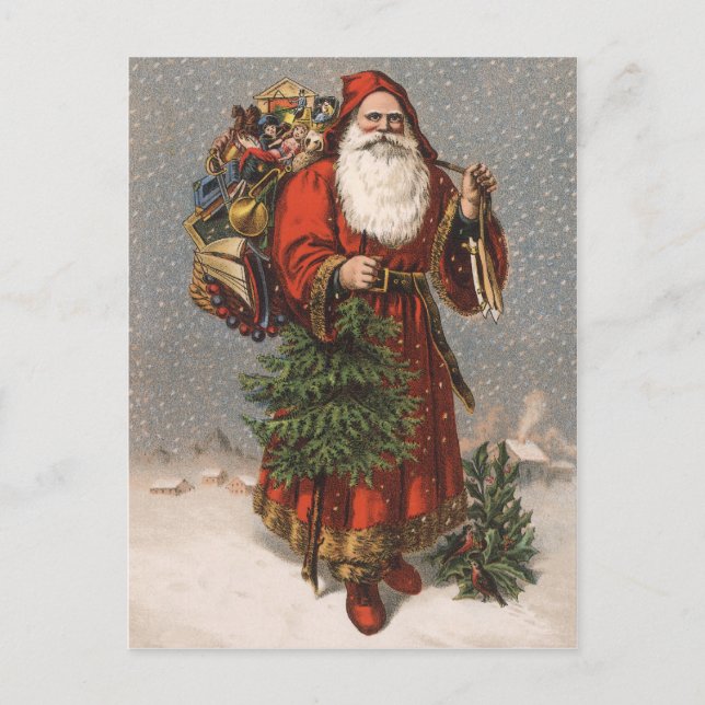 German Santa Holiday Postcard (Front)