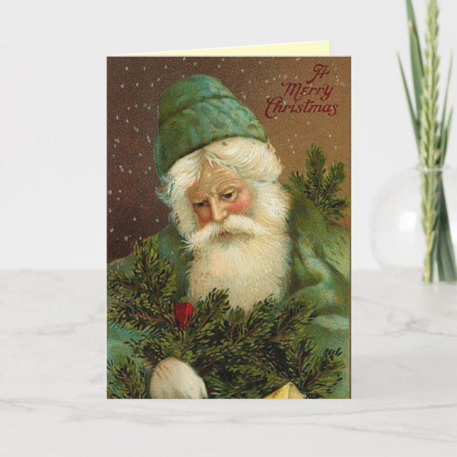 German Santa Vintage Christmas Card (Front)