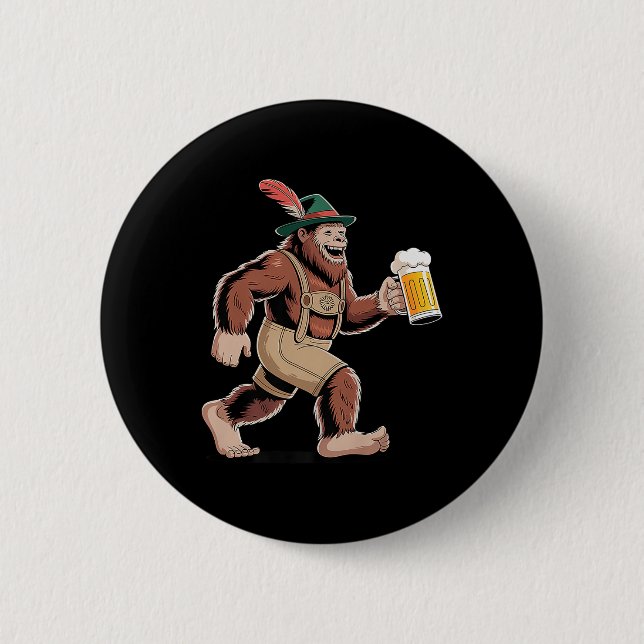 German Sasquatch Beer Funny Premium  6 Cm Round Badge (Front)