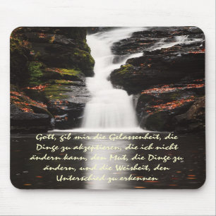 German Serenity Prayer  Autumn Waterfall Mousepad