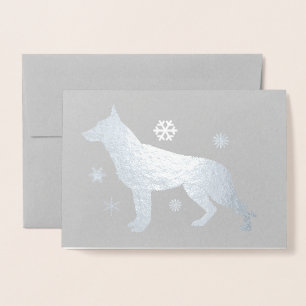 German Shepard Dog GSD Snowflakes Foil Card
