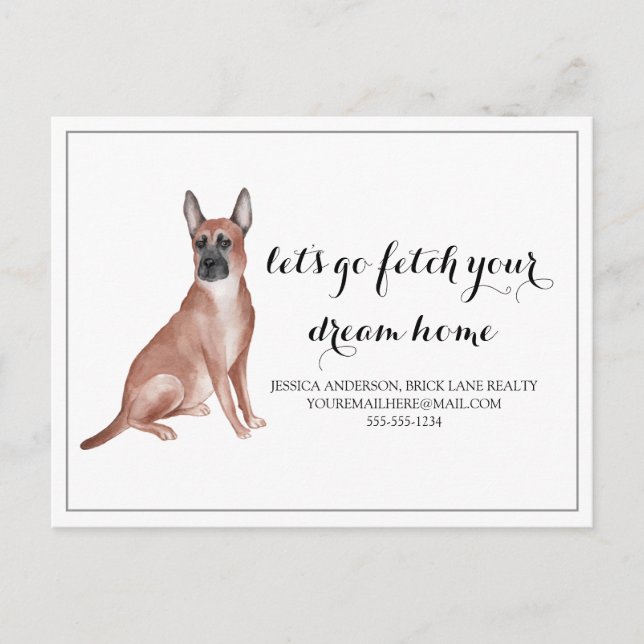 German Shepard Dog Real Estate Buying Marketing  Postcard (Front)