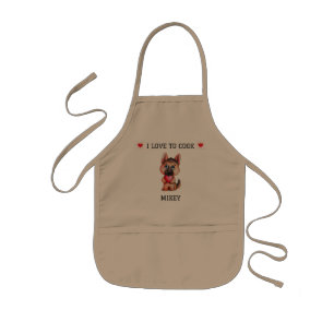 German Shepard puppy "I Love to Cook" personalised Kids Apron