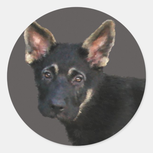 German Shepard Puppy-Pastels Classic Round Sticker (Front)
