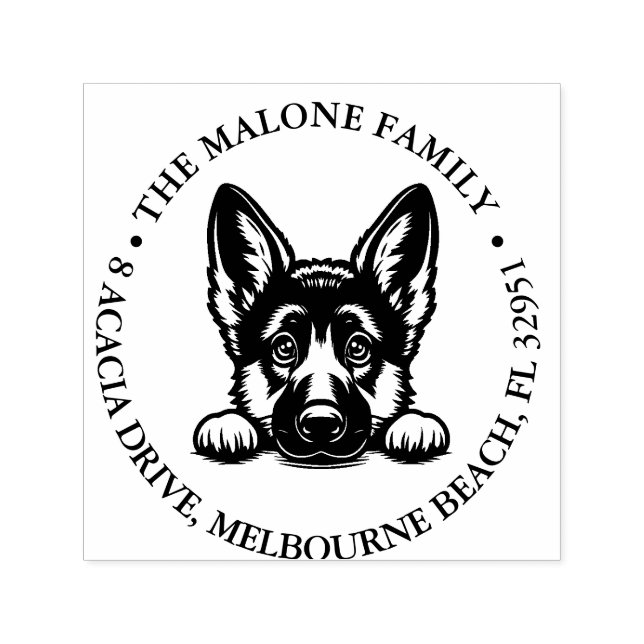 German Shepard Puppy Personalised Theme  Self-inking Stamp (Design)