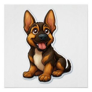 German Shepard Puppy Poster
