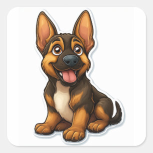 German Shepard Puppy Square Sticker