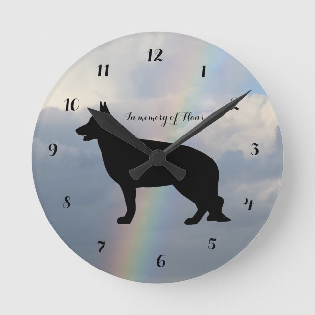 German Shepard Remembrance Memorial Wall Clock (Front)