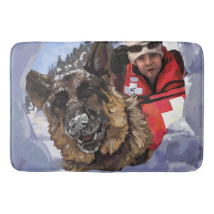German Shepard Search and Rescue in the Snow Bath Mat