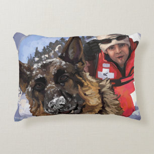 German Shepard Search and Rescue in the Snow Decorative Cushion