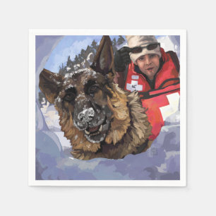 German Shepard Search and Rescue in the Snow Napkin