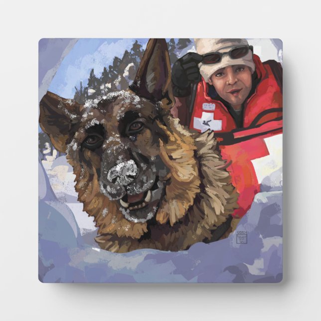 German Shepard Search and Rescue in the Snow Plaque (Front)