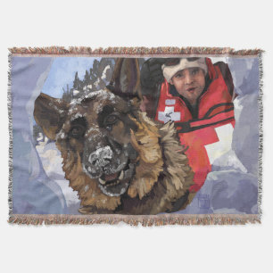German Shepard Search and Rescue in the Snow Throw Blanket