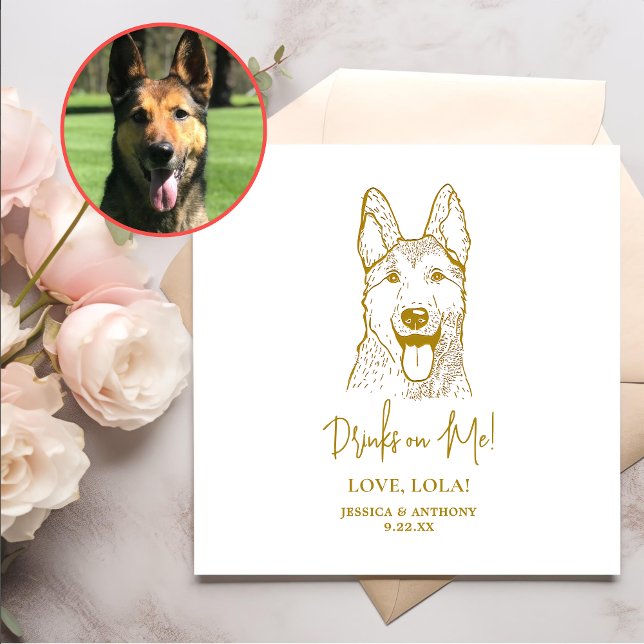 German Sheperd Dog Personalised Drinks on Me Napkin (Creator Uploaded)