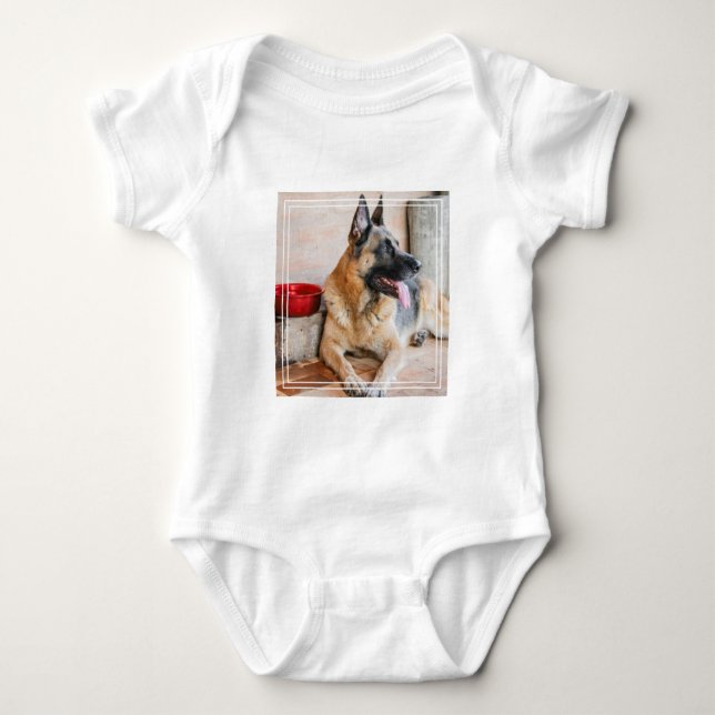 German Sheperd Resting By Water Basin Baby Bodysuit (Front)