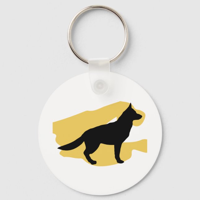 German Shephard Silhouette key chain (Front)
