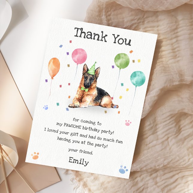 German Shepher Puppy Dog Birthday Thank You Card (Creator Uploaded)
