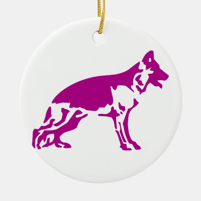GERMAN SHEPHERD #41 CERAMIC TREE DECORATION (Front)