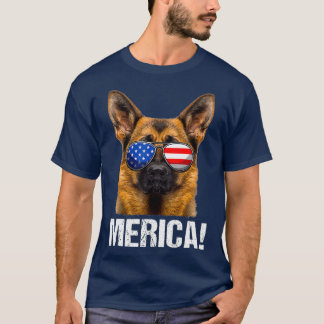 German Shepherd 4th Of July American Flag Merica T-Shirt