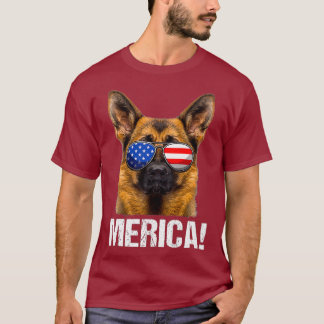 German Shepherd 4th Of July American Flag Merica T-Shirt