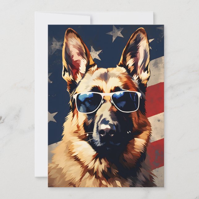 German Shepherd 4th of July Independence day Holiday Card (Front)