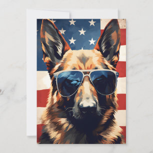 German Shepherd 4th of July Independence day Holiday Card