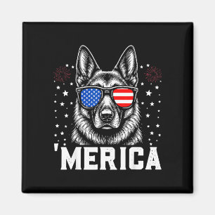 German shepherd 4th of july merica usa flag  magnet