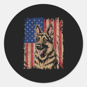 German Shepherd 4th Of July Patriotic Usa Independ Classic Round Sticker