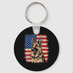 German Shepherd 4th Of July Patriotic Usa Independ Key Ring