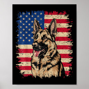 German Shepherd 4th Of July Patriotic Usa Independ Poster