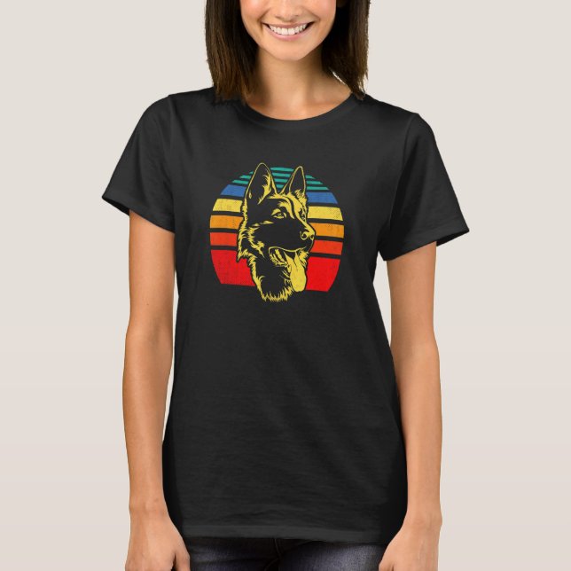 German Shepherd  80s Dog T-Shirt (Front)