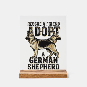 German Shepherd Adoption Vintage Rescue Dog Shirt Acrylic Sign