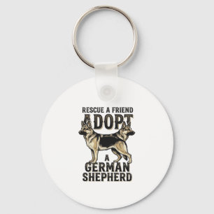 German Shepherd Adoption Vintage Rescue Dog Shirt Key Ring