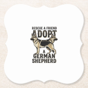 German Shepherd Adoption Vintage Rescue Dog Shirt Paper Coaster