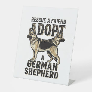 German Shepherd Adoption Vintage Rescue Dog Shirt Pedestal Sign