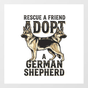 German Shepherd Adoption Vintage Rescue Dog Shirt Window Cling