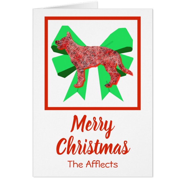 German Shepherd / Alsatian Christmas Dog Bow Card (Front)