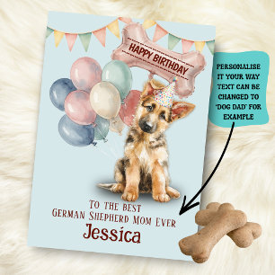 German Shepherd (Alsatian) Dog Mum/Dad Birthday  Card