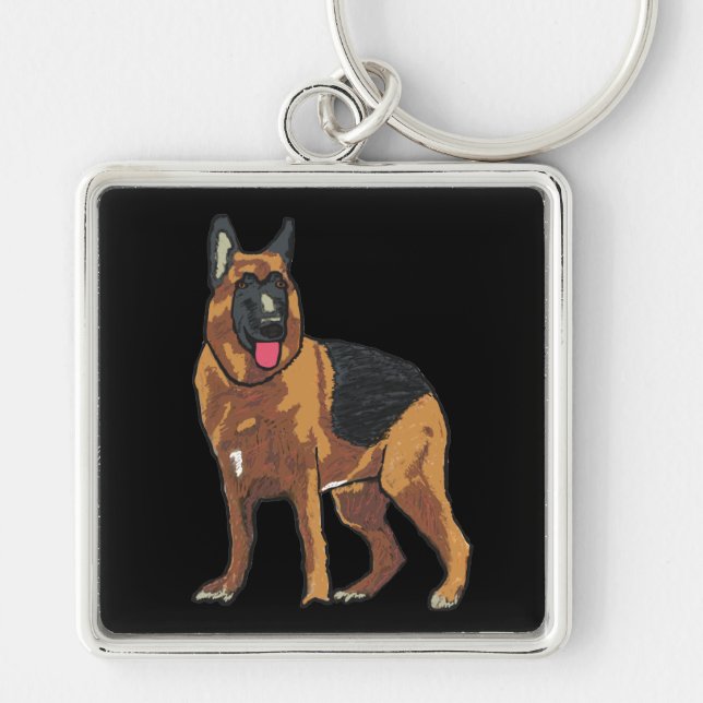 German Shepherd Alsatian Key Ring (Front)
