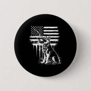 German shepherd american flag 4th of july dog love 6 cm round badge