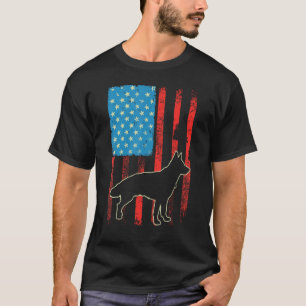 German Shepherd American Flag 4th of July Dog T-Shirt