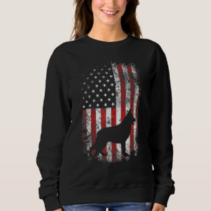 German Shepherd American Flag 4th Of July Usa Patr Sweatshirt