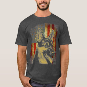 German Shepherd American Flag Dog Gift Men Women T-Shirt