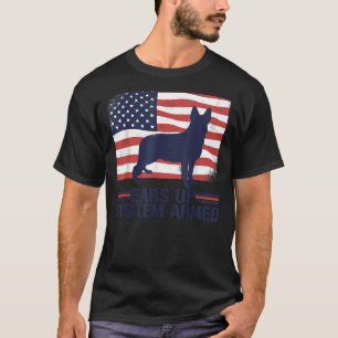 German Shepherd American Flag Ears Up System Armed T-Shirt