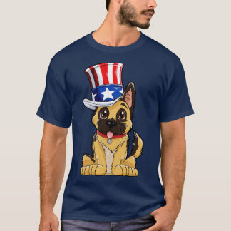 German Shepherd American Flag Hat T 4th of July D T-Shirt