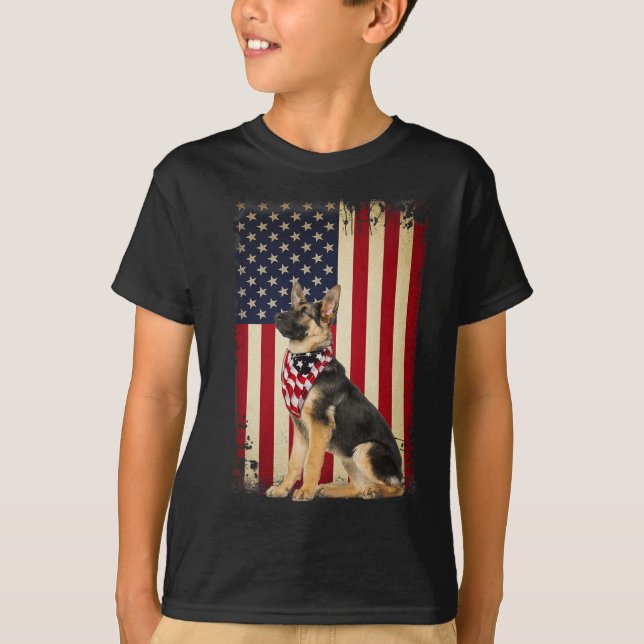 German Shepherd American Flag Shirt Independence 4 (Front)