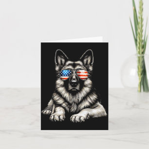 German Shepherd American Flag Sungles Patriotic Card